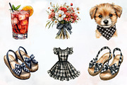 Luxury Black Gingham Summer Clipart, an Illustration by RobertsArt (Thumbnail 3 of 7)