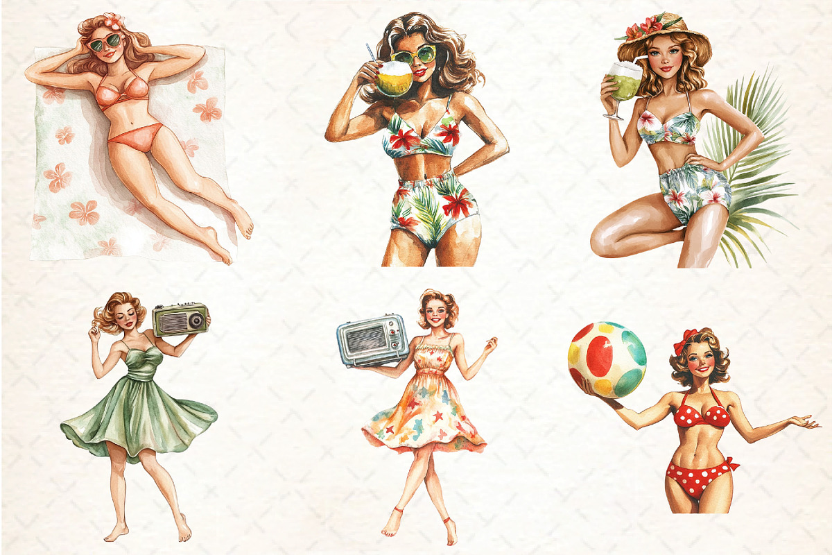Summer Pin-up Girl Sublimation Bundl, an Illustration by DreamCafeArt (Photo 3 of 9)