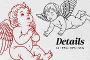 Baby Angel Line Art Bundle, an Illustration by Tekuni (Thumbnail 6 of 11)