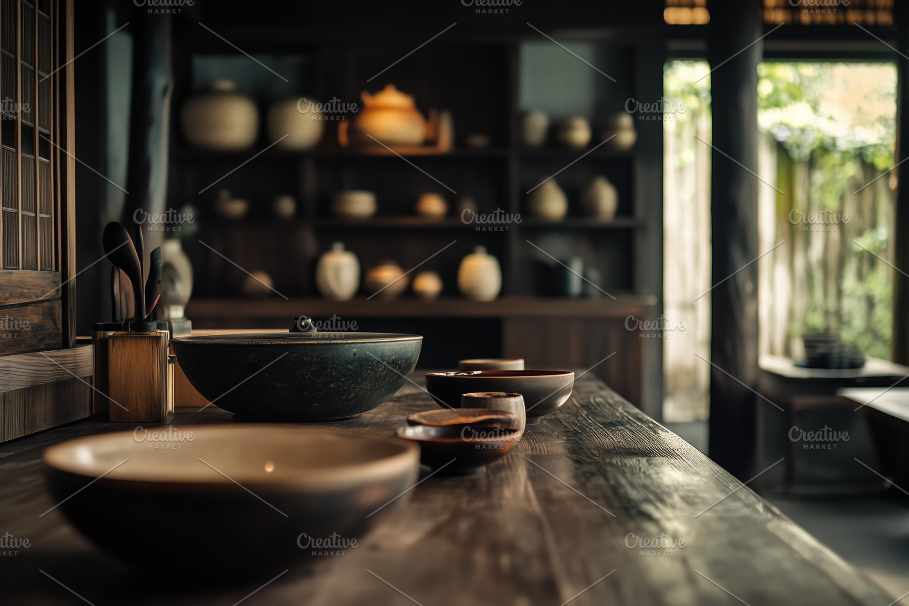 A Asian Zen interior design style serene interior of a traditional Japanese-sty,  an Arts \u0026, image size:1820x1214