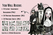 Haunted Dollhouse: Gothic Clipart, a Seasonal Illustration by NiiiNArt (Thumbnail 2 of 7)