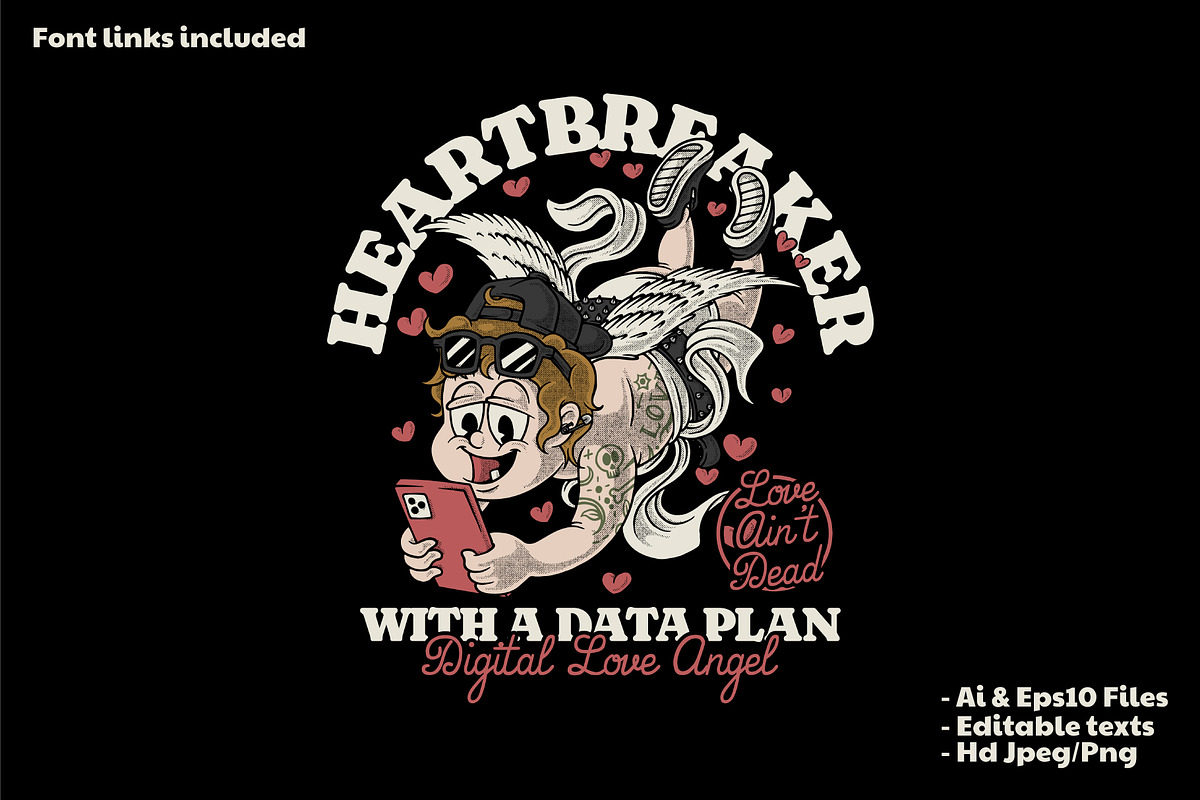 punk angel mascot holding smartphone, a Branding & Logo Template by Judsart (Photo 1 of 3)