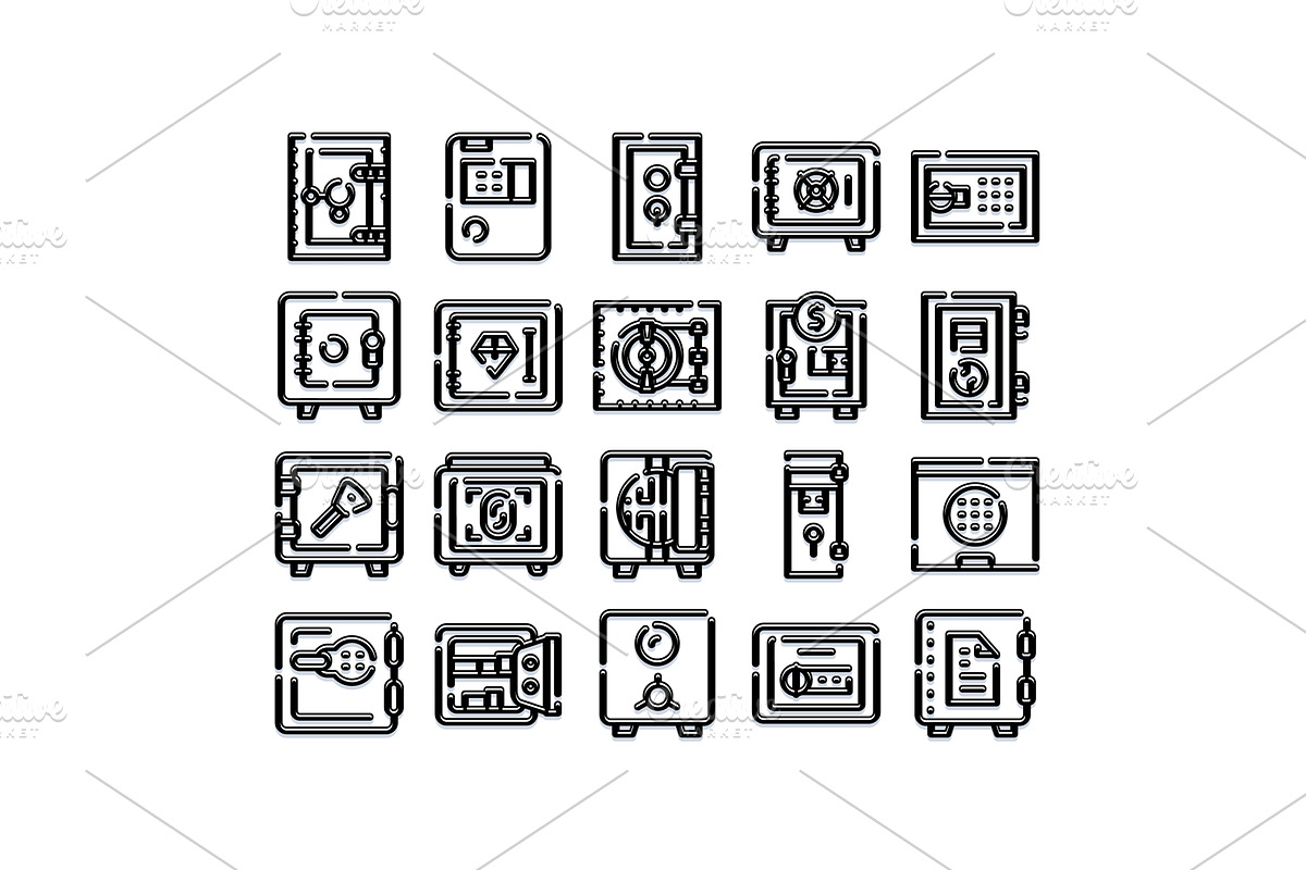 Safes and vaults for security line, a Finance Illustration by pikepicture