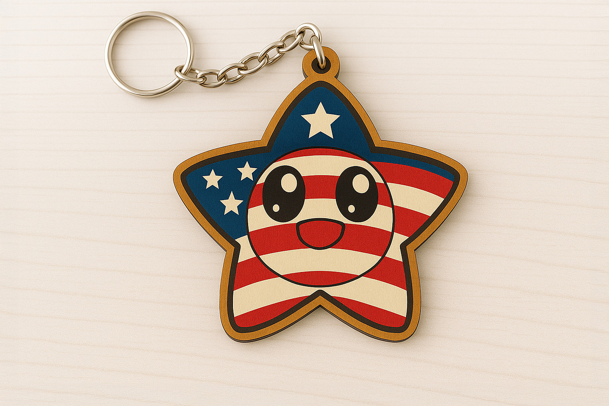Cute Patriotic Star Keychain SVG, a Pattern Graphic by Pinnacle PNGs
