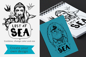 Lost At Sea. Illustrations Set