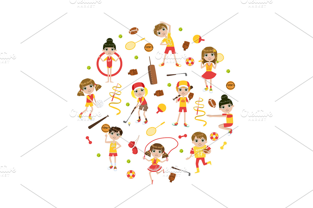 Cute Kids Kids Playing Various, a Sport Illustration by TopVectors