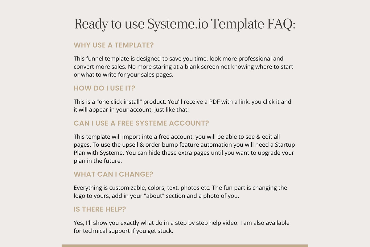 Systeme.io Fawn Minimal Funnel, a Landing Page Template by Hayley's Digital Hub (Photo 8 of 10)