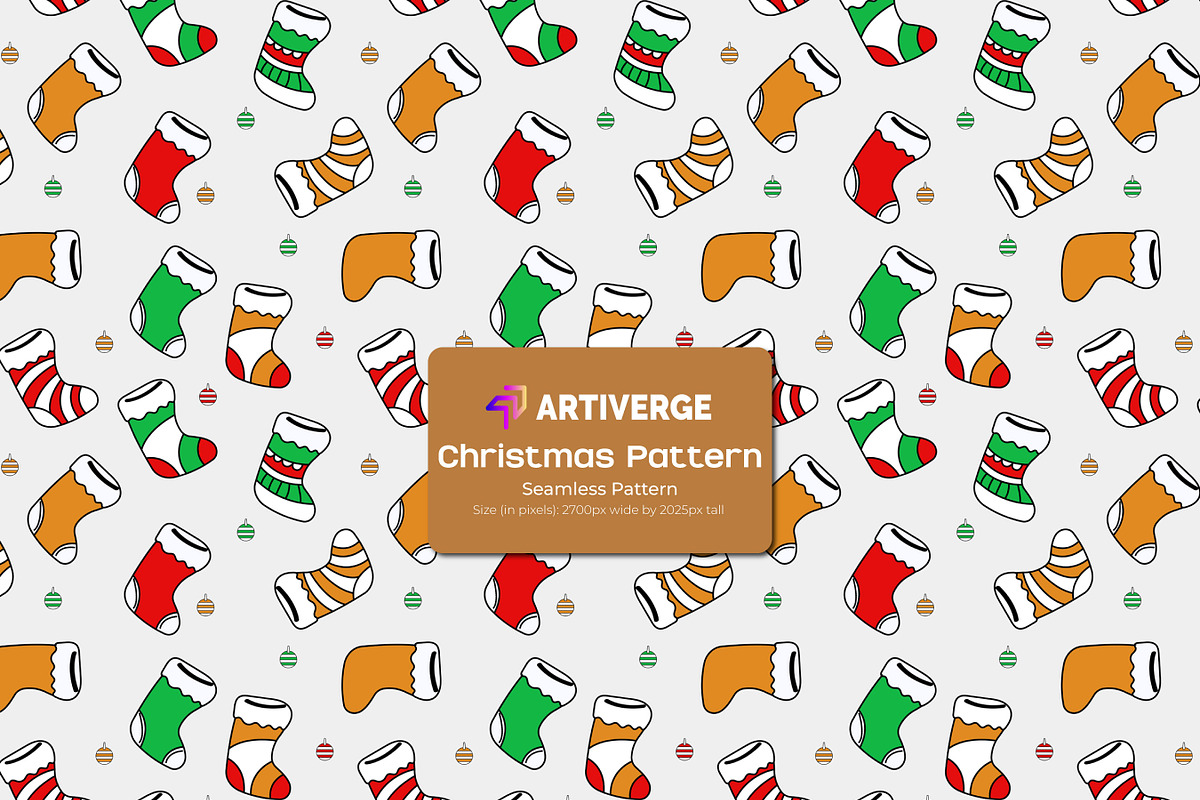 Christmas Socks Icons Pattern Design, a Graphic by Artiverge (Photo 1 of 7)