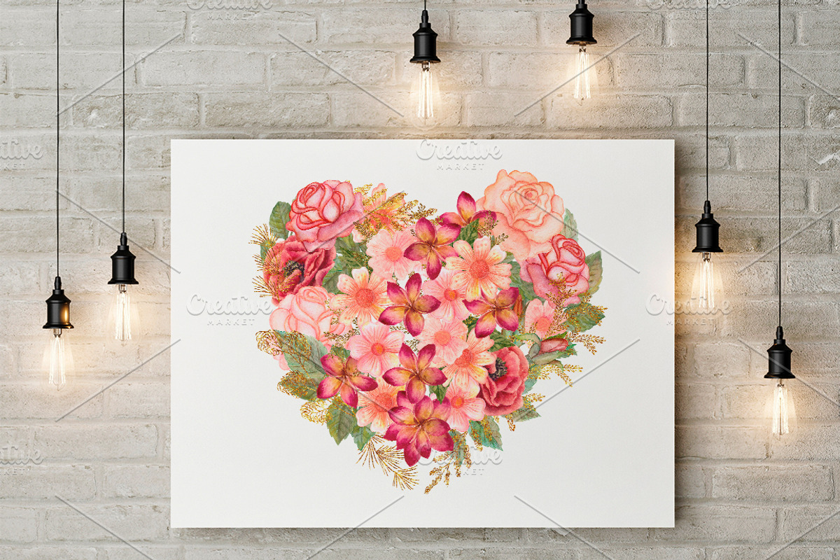 Watercolor wedding glitter flowers, an Illustration by antuanetto (Photo 13 of 13)
