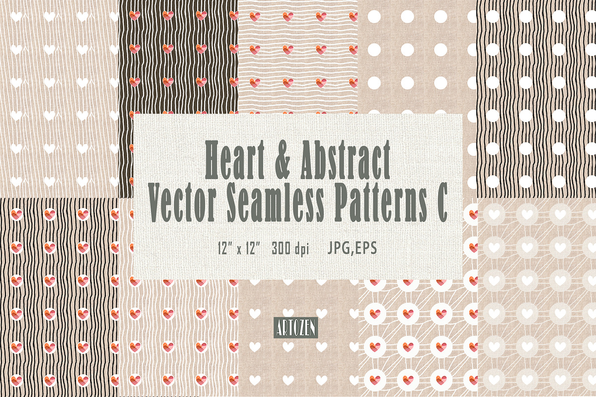 Heart Abstract Seamless Patterns C, a Pattern Graphic by ARTOZEN DIGITAL (Photo 1 of 22)