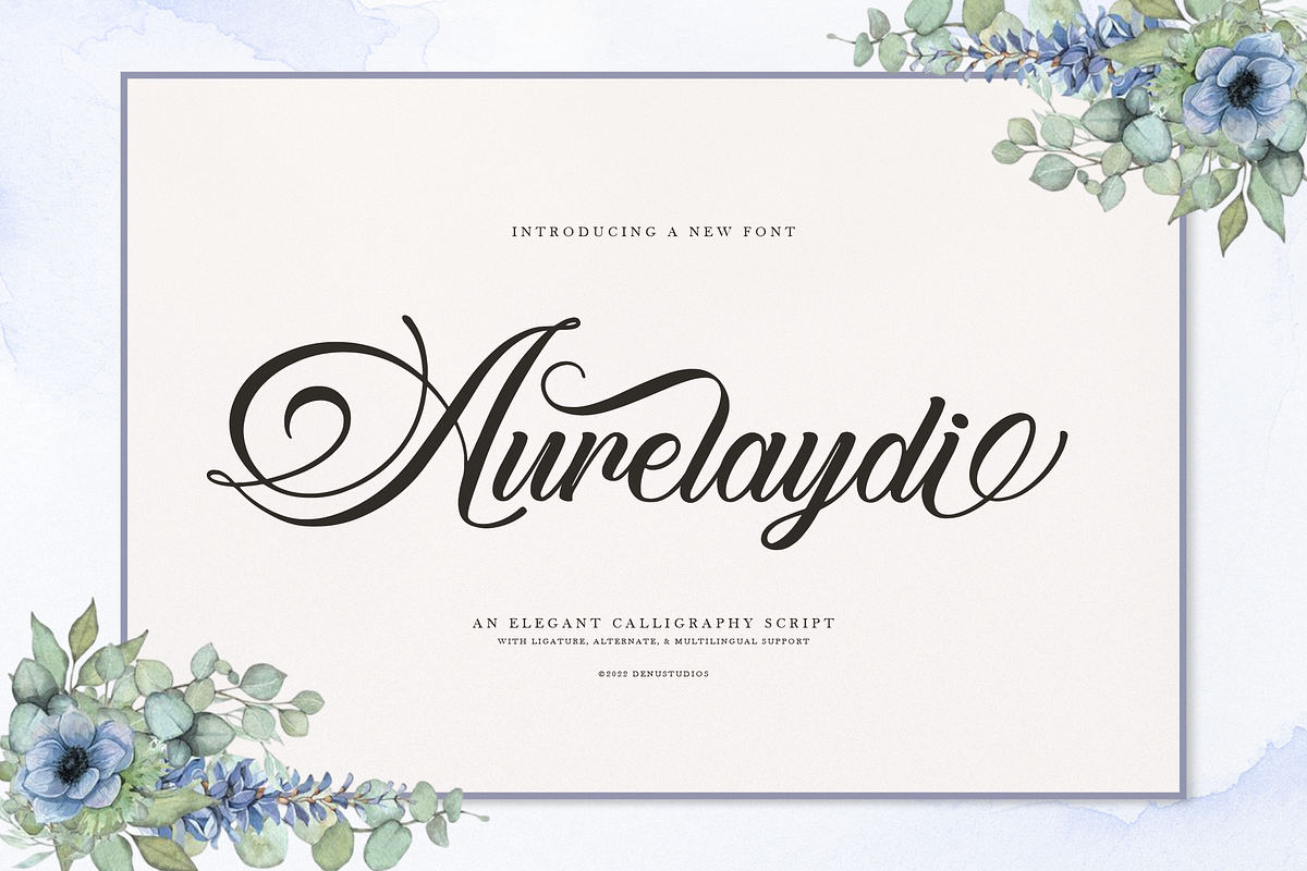Aurelaydi | Elegant Calligraphy, a Script Font by Denustudios (Photo 1 of 12)