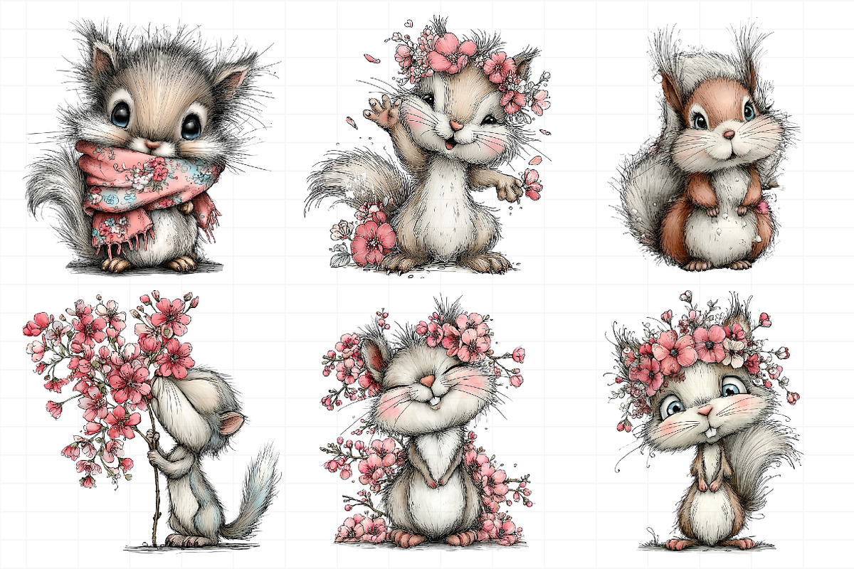 Watercolor Spring Squirrel Clipart, an Illustration by Daily.Designs (Photo 5 of 8)