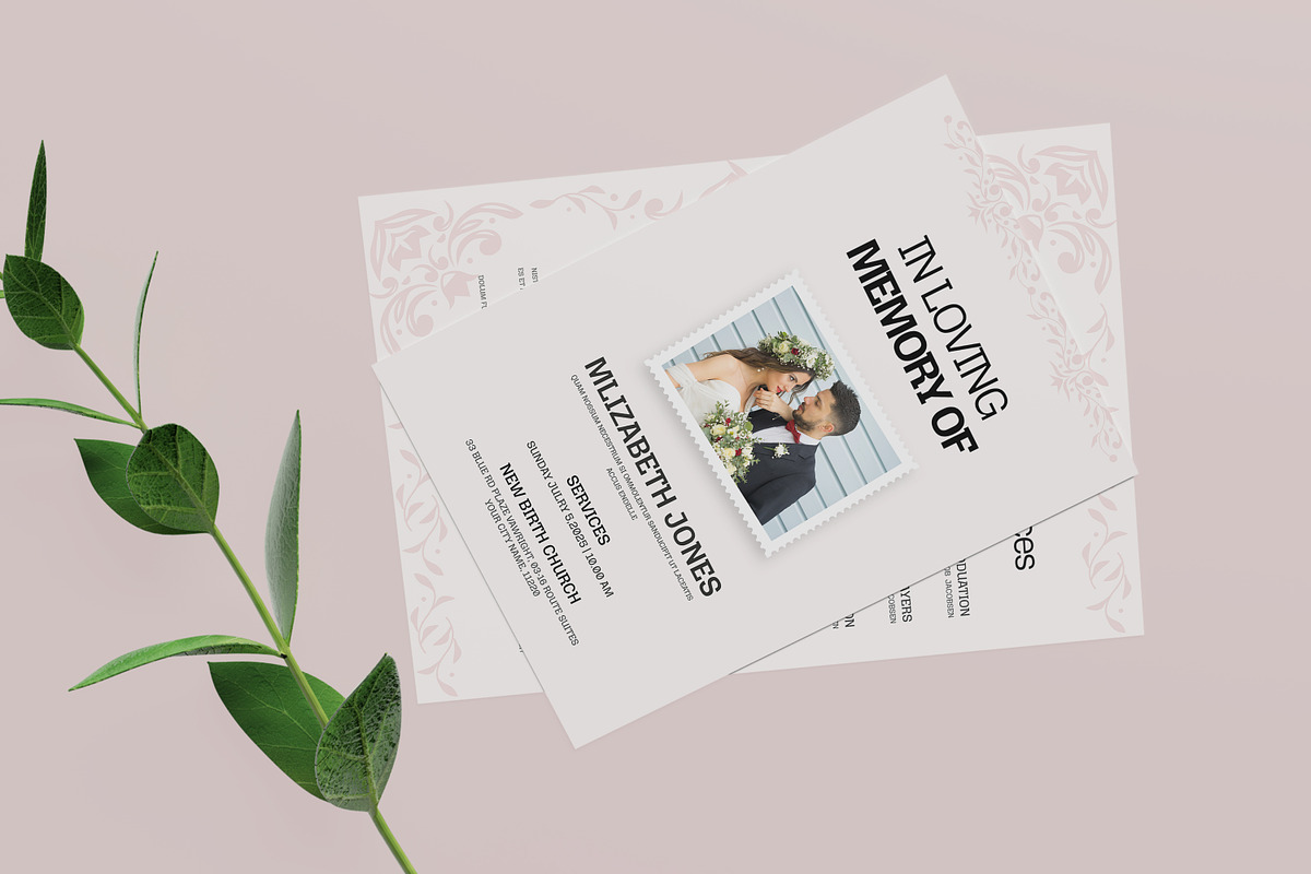 Foliage Funeral Program Template, an Invitation Template by Creatiya Type (Photo 2 of 6)