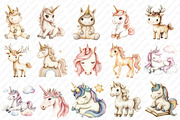 Neutral Unicorn Clipart, an Illustration by Watercolor design (Thumbnail 2 of 12)