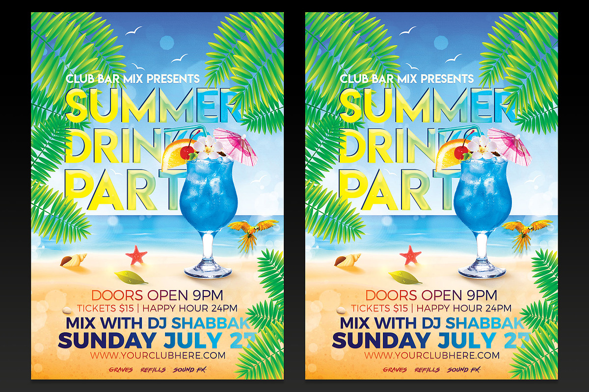 Summer Drinks Party Flyer Template, a Flyer Template by designblends@gmail.com (Photo 1 of 3)