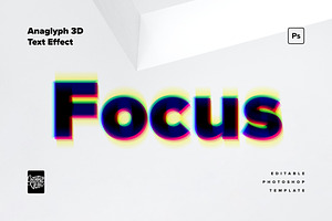 Anaglyph 3D Text Effect Mockup