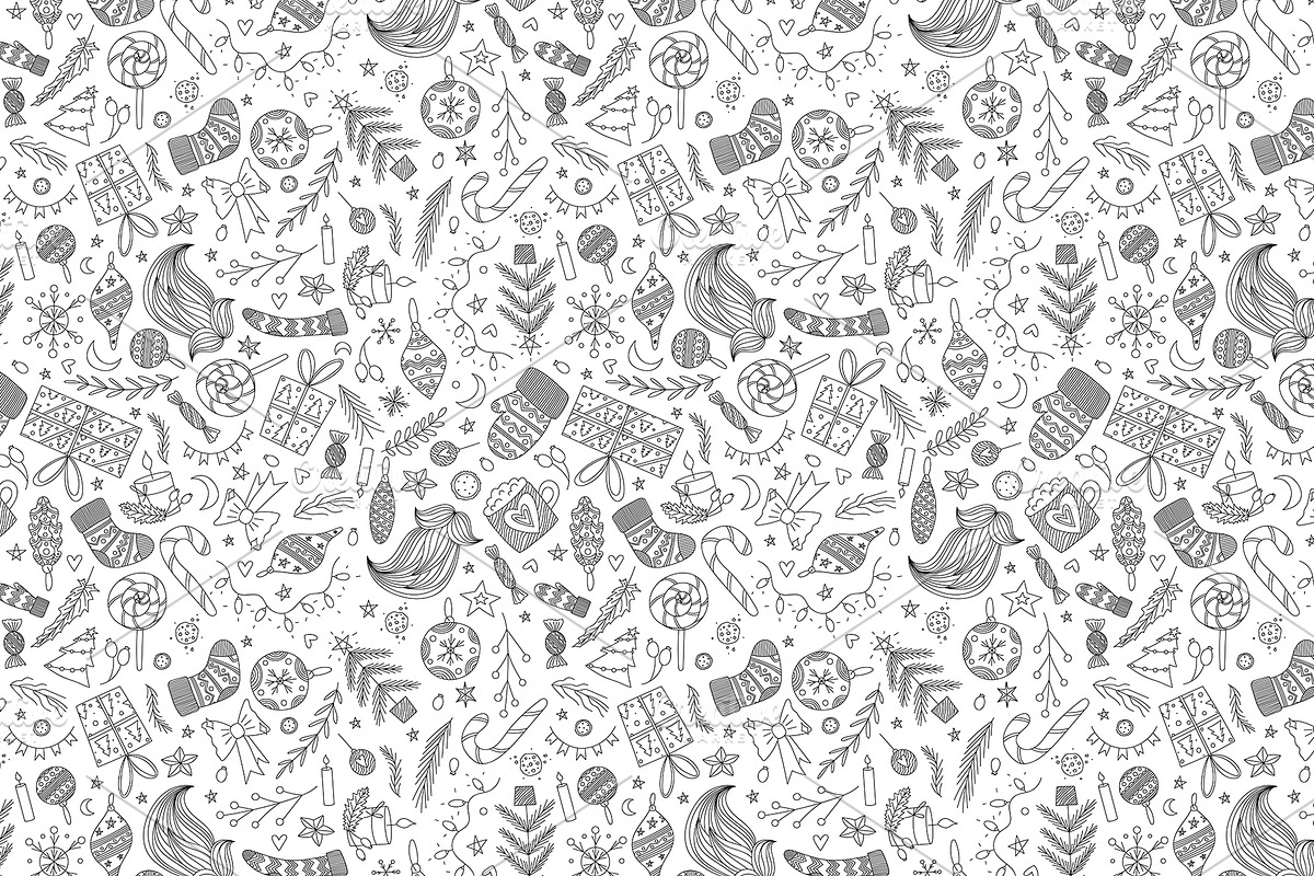 White Christmas Doodle Pattern, a Pattern Graphic by Chloe's Illustrations (Photo 1 of 4)