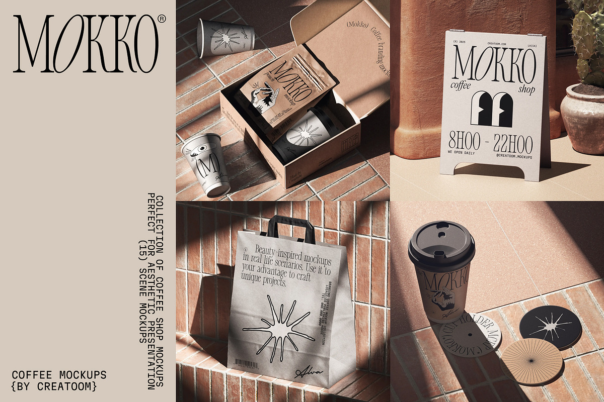 MOKKO - Coffee branding mockups, a Packaging Mockup by Creatoom (Photo 1 of 14)