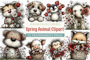 Spring Animal Clipart Png, an Illustration by Craft Nest