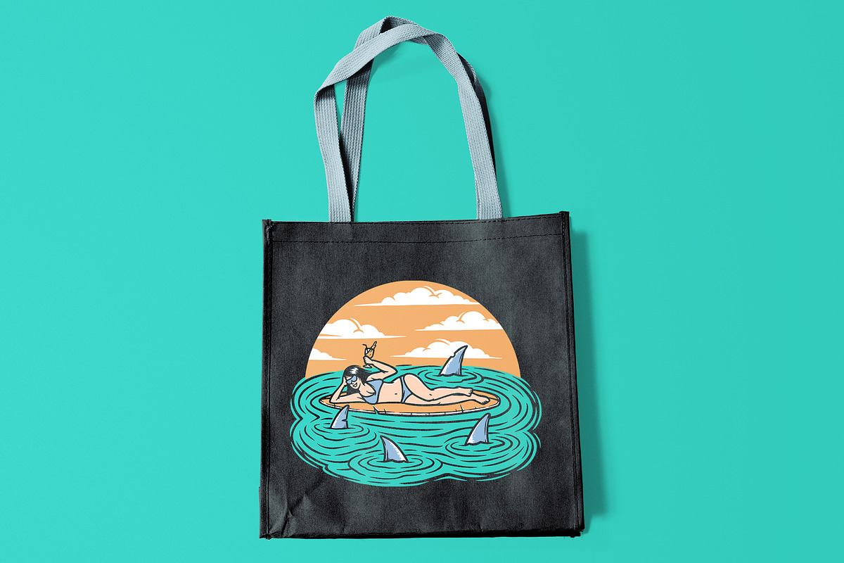 Woman surfer lying on surfboard, a Person Illustration by gunaonedesign (Photo 6 of 6)