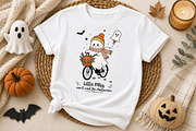 Cute Halloween Ghost on Bicycle PNG, a Seasonal Illustration by Designworld (Thumbnail 2 of 4)