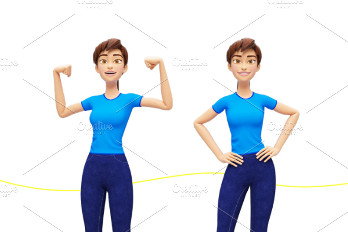Jenny Cartoon 3D Character Promo Set, a Person Illustration by Oleg Ribar (Photo 12 of 26)