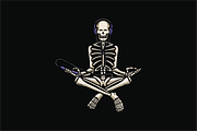 Skeleton Meditating with Headphones, an Object Illustration by nomlimo.com (Thumbnail 1 of 3)