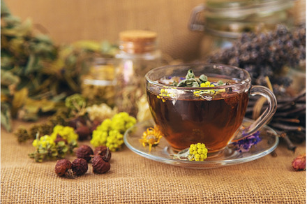 Herbal tea with medicinal herbs and, a Food & Drink Photo by yanadjana