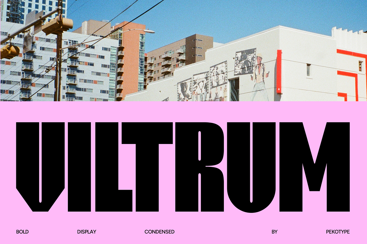 VILTRUM - Super Bold Condensed Font, a Font by Pekotype (Photo 1 of 15)