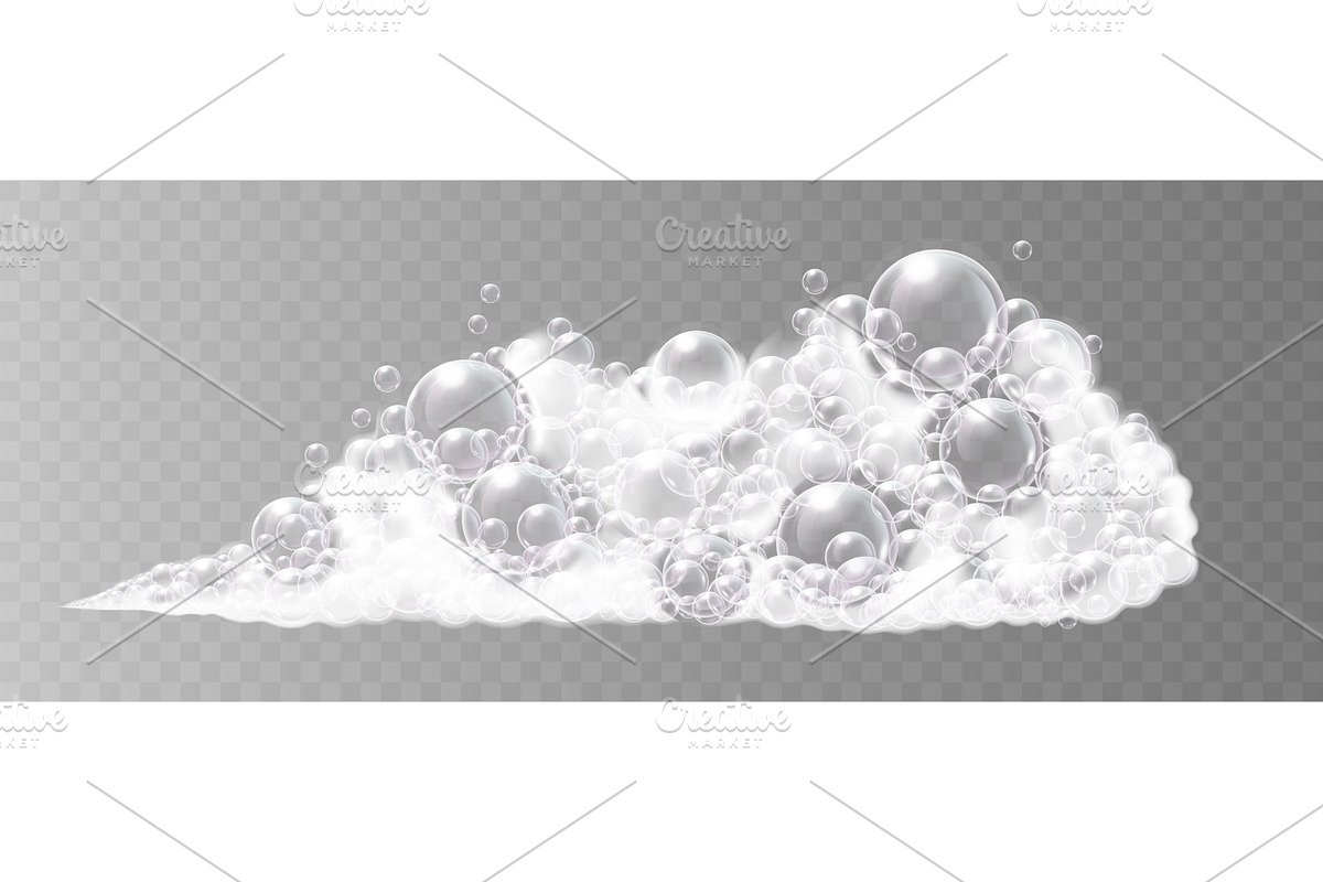 Realistic white soap foam shape, an Illustration by Yayasya