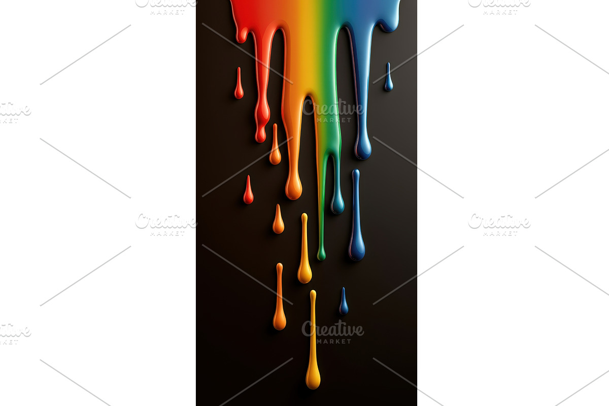 Vibrant rainbow-colored paint drips, an Illustration by tilialucida