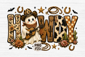 Howdy Ghost Png, Howdy Png, Cowboy, a Seasonal Illustration by Libby Wishes
