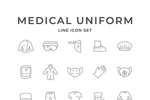 Set line icons of medical uniform
