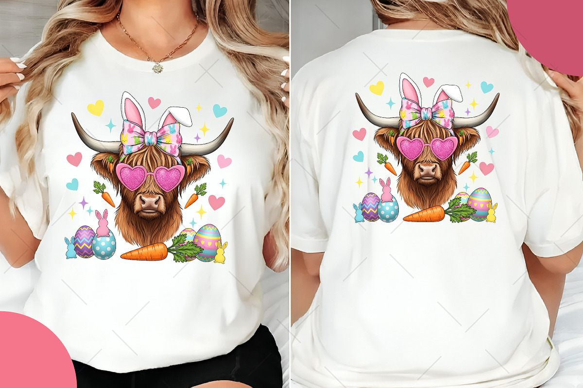 Easter Coquette Highland Cow Png, an Illustration by OK Design (Photo 3 of 6)