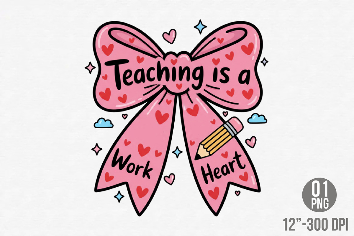 Valentine Teacher Heart Pencil Png, an Illustration by Designking (Photo 1 of 6)