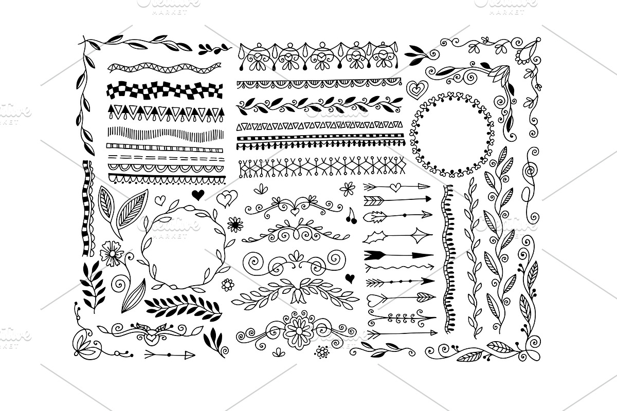 800+ DOODLE ELEMENTS SET, a Templates & Theme by karakotsya (Photo 6 of 24)