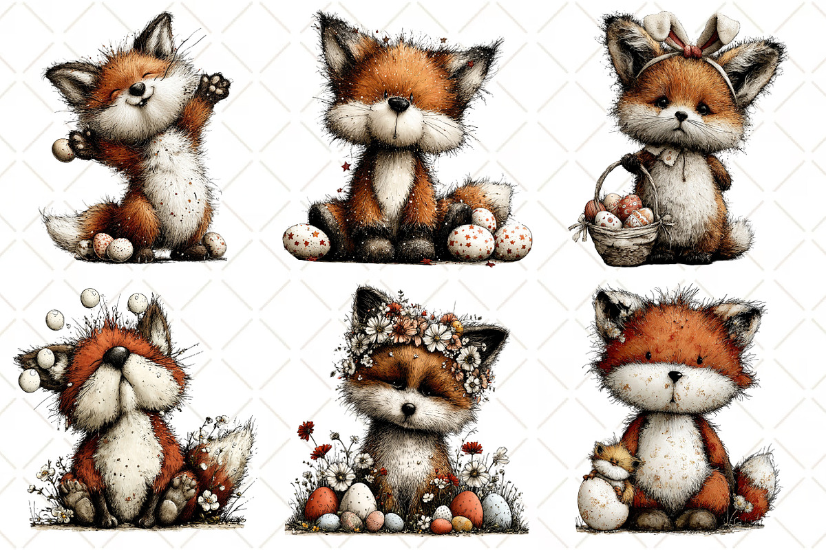 Whimsical Easter Fox Clipart, an Illustration by Black Bird Studio (Photo 2 of 6)