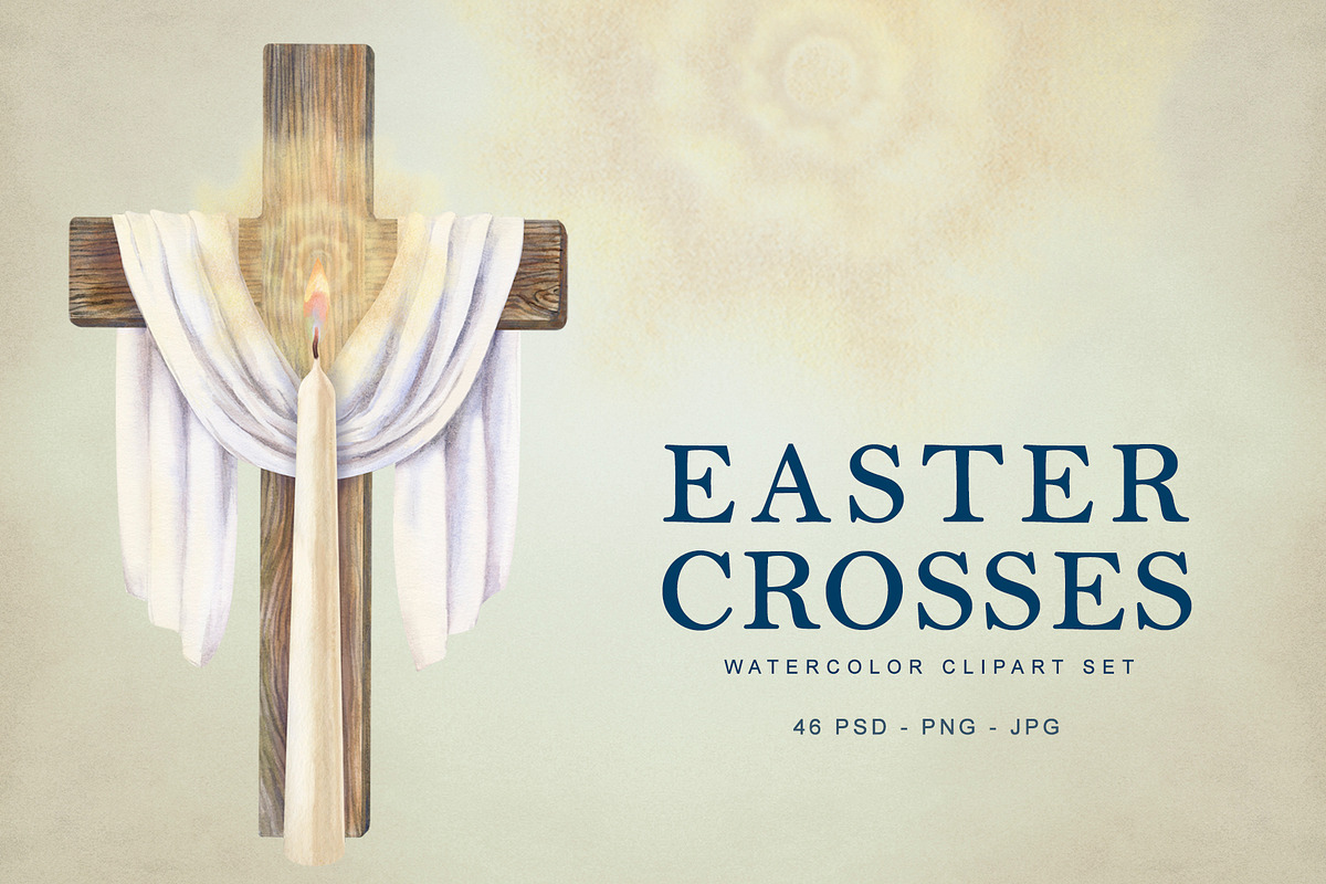 Easter Crosses, Watercolor Cliparts, a Seasonal Illustration by EL_SUHOVA (Photo 1 of 7)