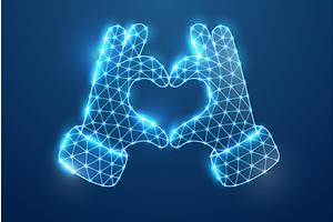Digital heart made by hands in, a Technology Illustration by GraphiShop
