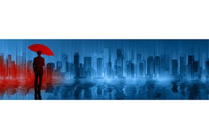 A modern illustration shows a man, an Architecture Photo by ZinetroN