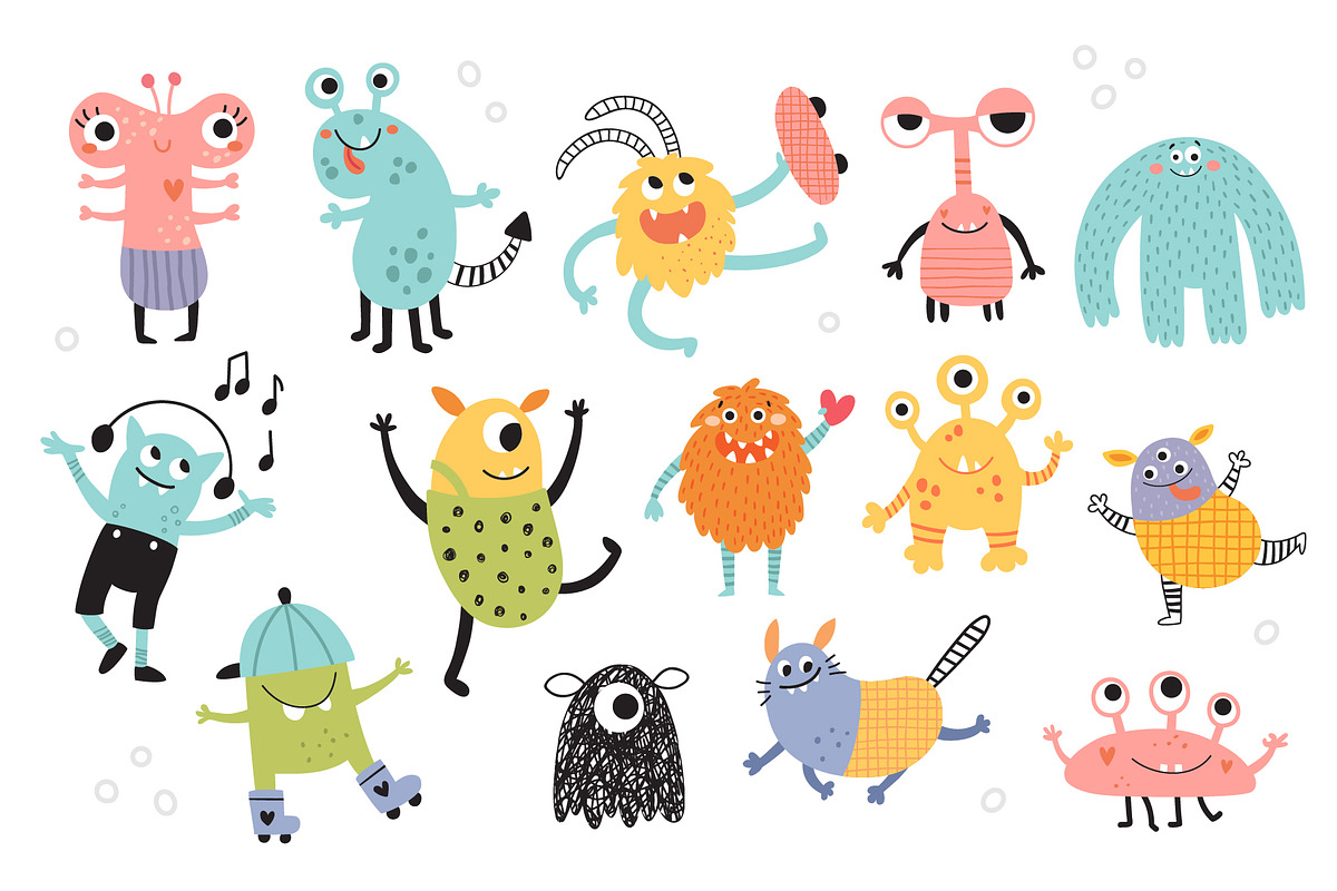 Monsters kids clipart collection, an Animal Illustration by Leysan Shayak (Photo 4 of 15)
