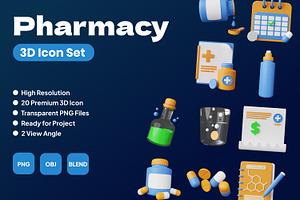 Pharmacy 3D Icon Set