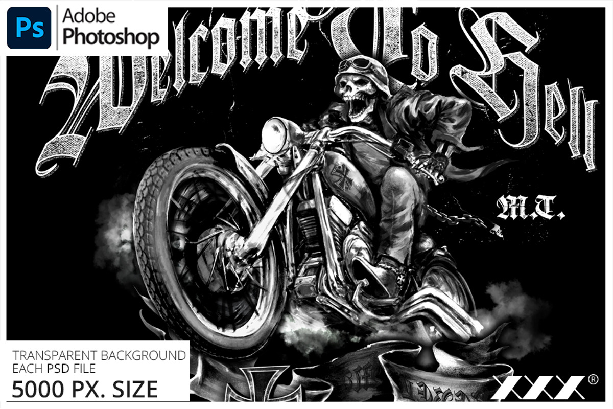 Motorcycle Skull T-Shirt Design, an Illustration by XXX (Photo 1 of 2)