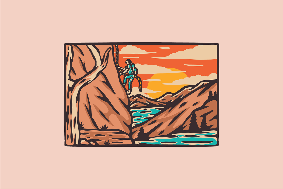 Rock Climbing Adventure at Sunset, an Illustration by nomlimo.com (Photo 1 of 2)