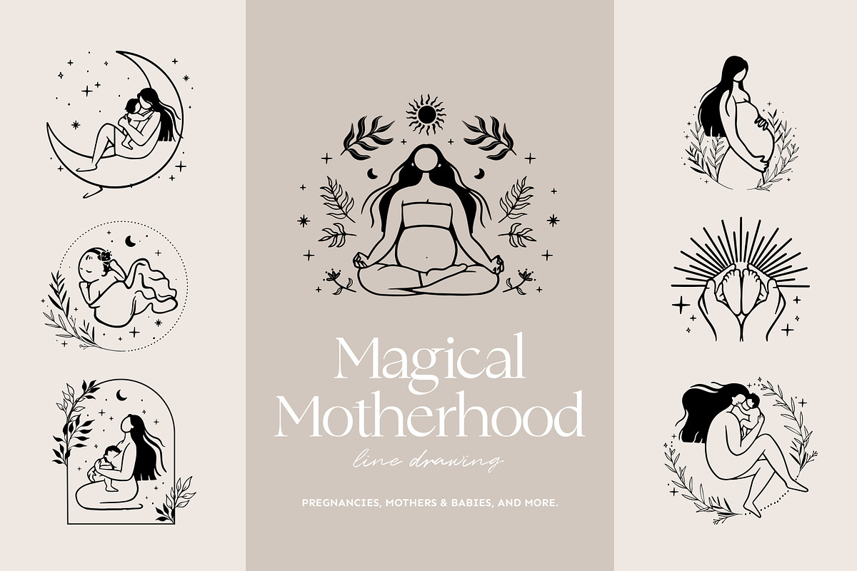 Magical Motherhood - Line drawing, an Illustration by imajineko (Photo 1 of 10)