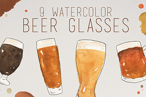 Watercolor Beer Glasses