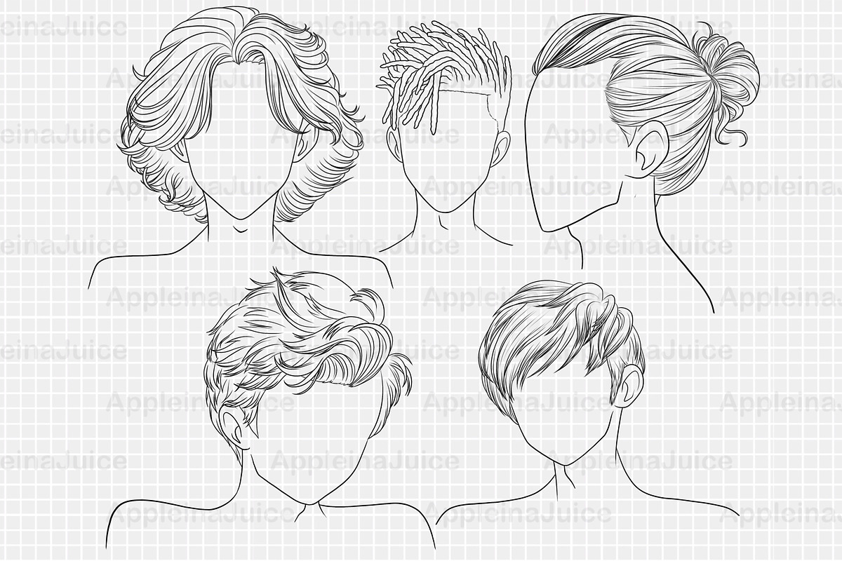 Procreate anime male hairstyle brush, a Brush Add-On by AppleinaJuice (Photo 2 of 6)