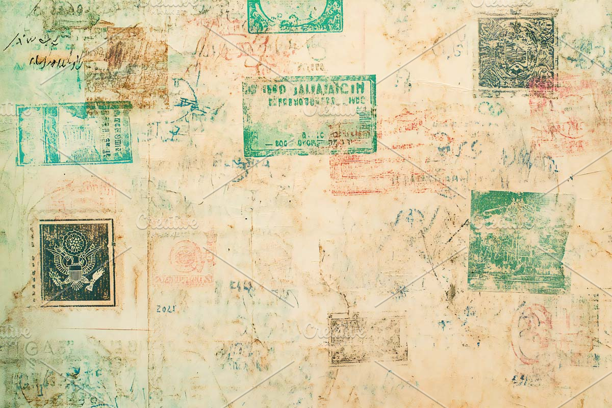 Passport Stamps on Digital Paper, a Texture Graphic by VetalStock (Photo 8 of 8)
