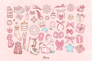 Sweet Pink Christmas Clipart Bundle