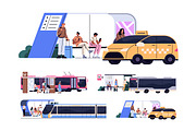 Urban public transport, bus stop set, a Transportation Illustration by PaperTrident (Thumbnail 1 of 7)